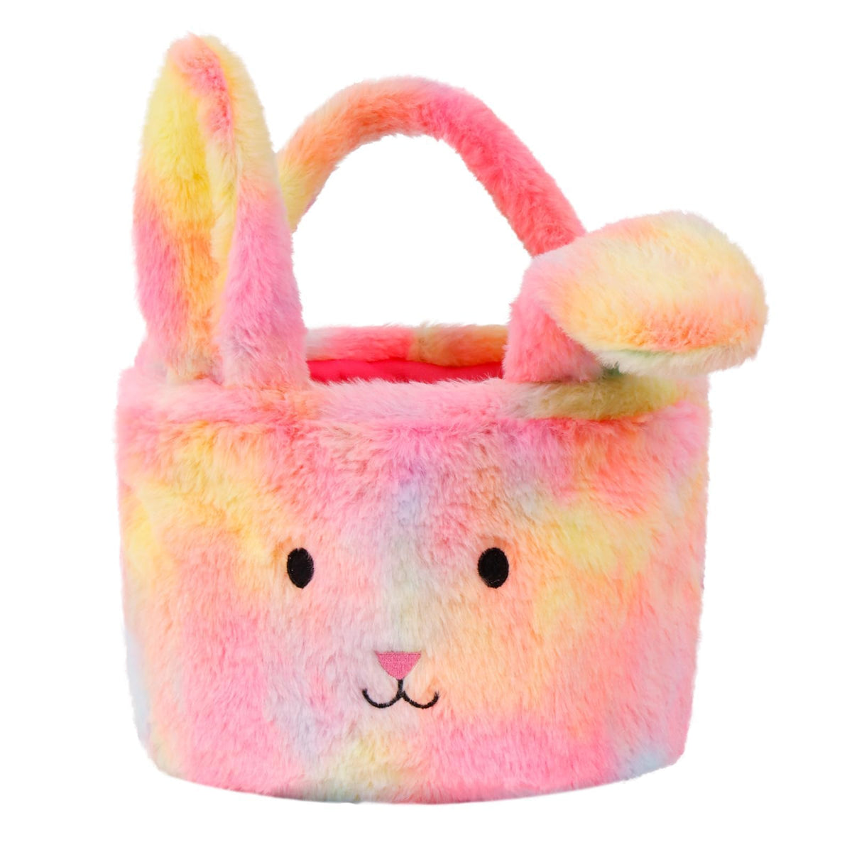 Wepop plush Easter basket with bunny ears and handle, ideal for egg hunts