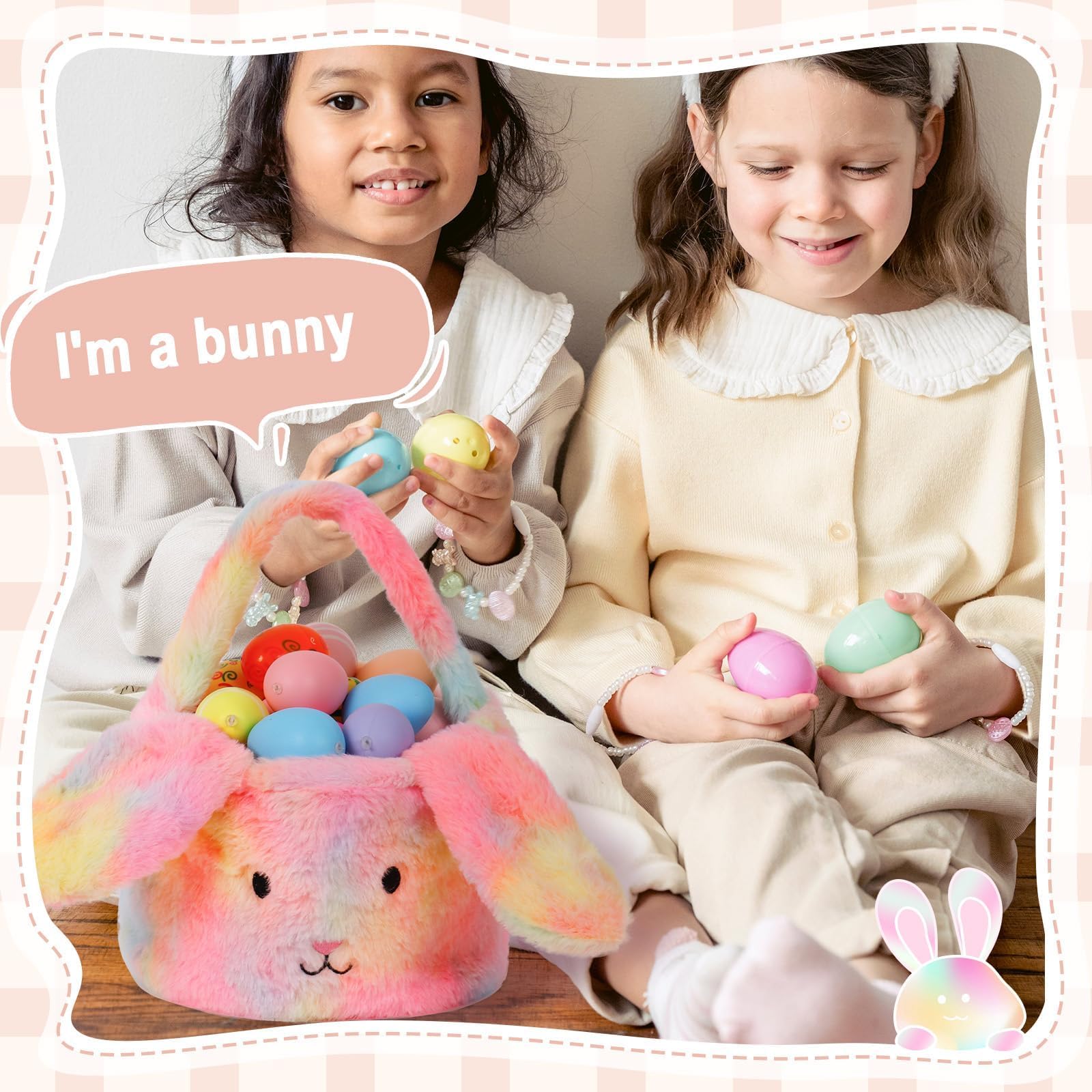 Wepop Easter plush basket designed for eggs and treats during hunts