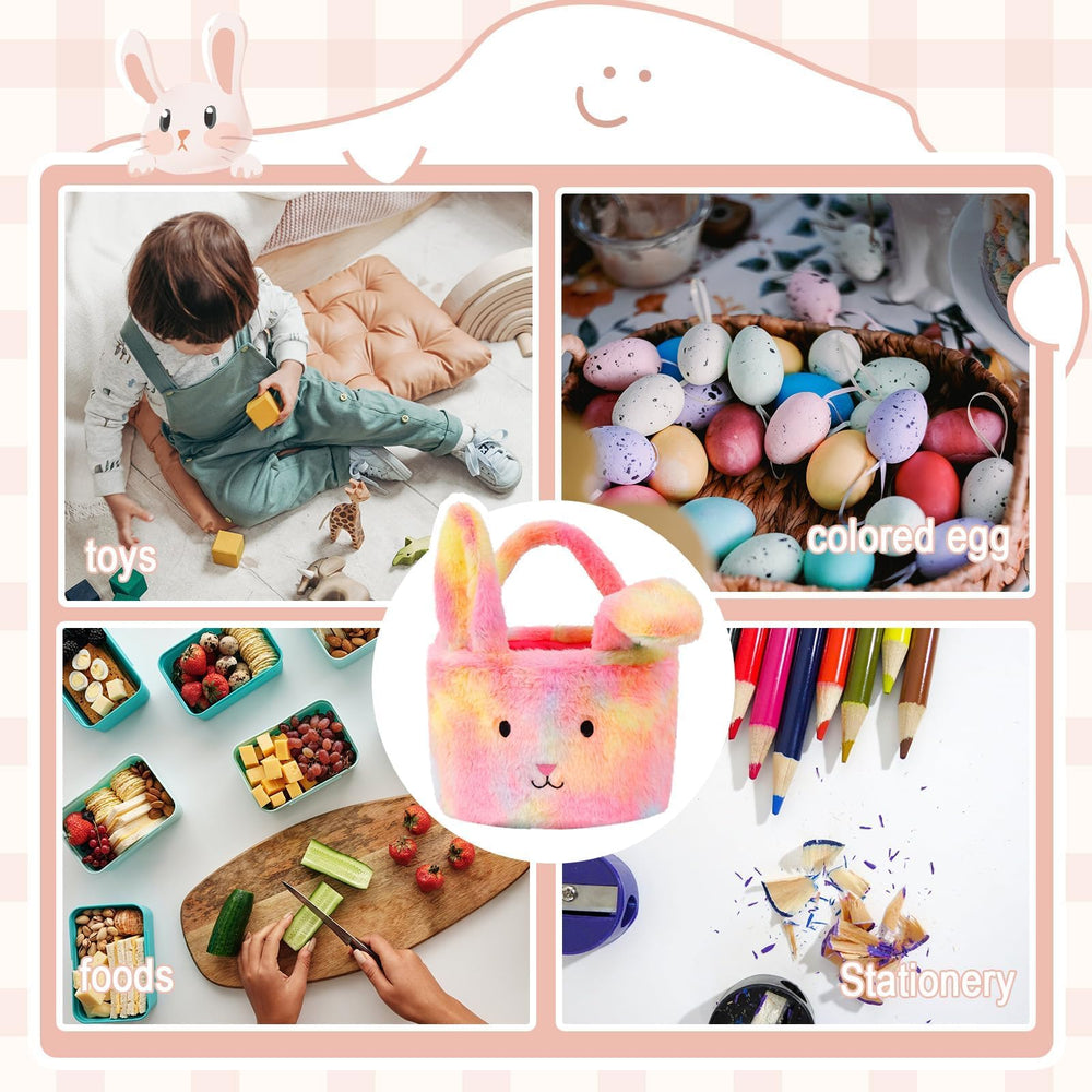 Wepop Easter plush basket size 8x7 inches for eggs and small gifts