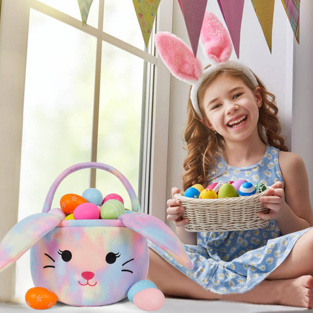 Wepop Easter Bunny Basket fabric close-up showing colorful texture and durability