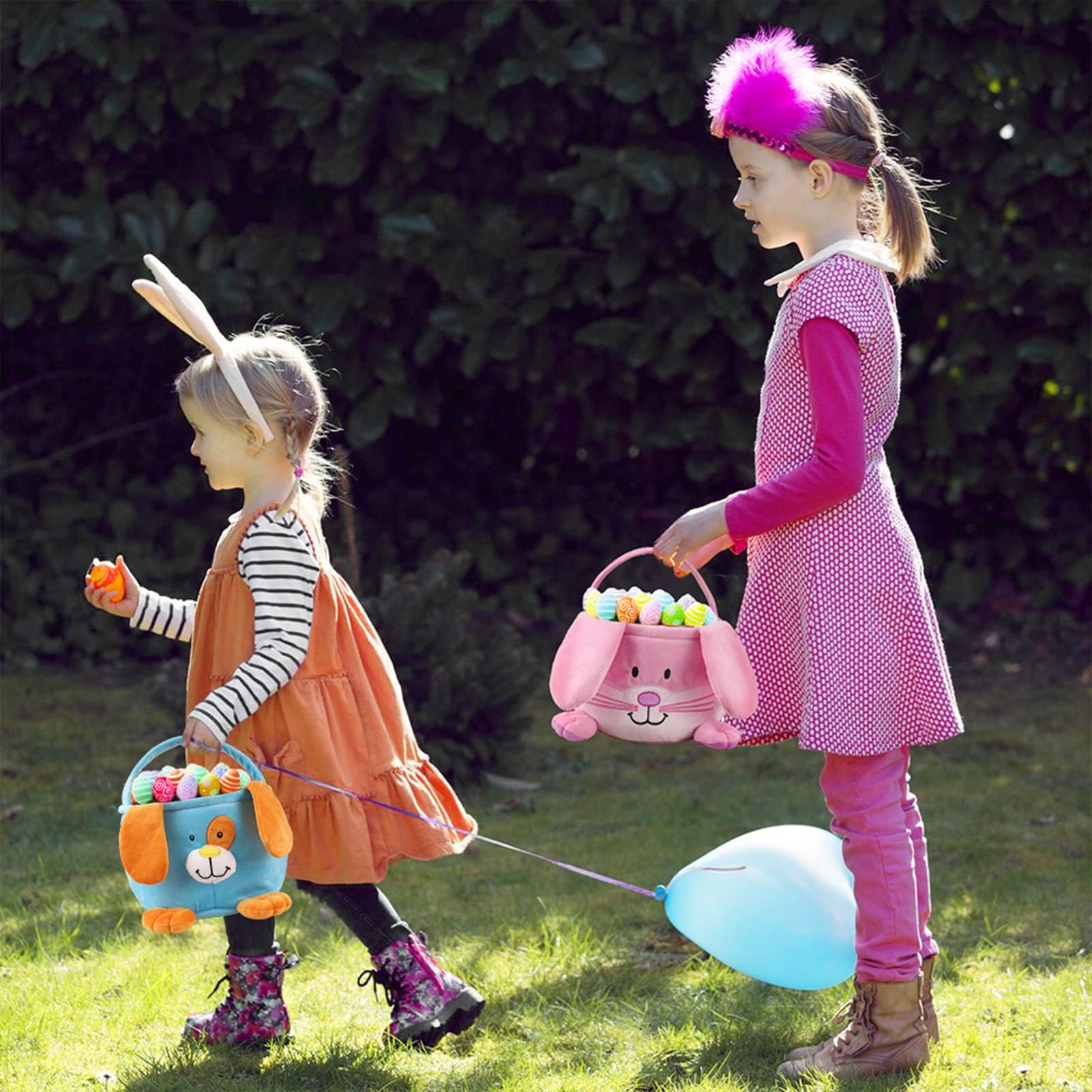 Wepop Easter Bunny Baskets close-up texture shows soft, washable material.