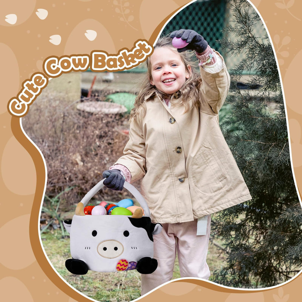 Wepop cow basket perfect size for a kid-friendly egg hunt.
