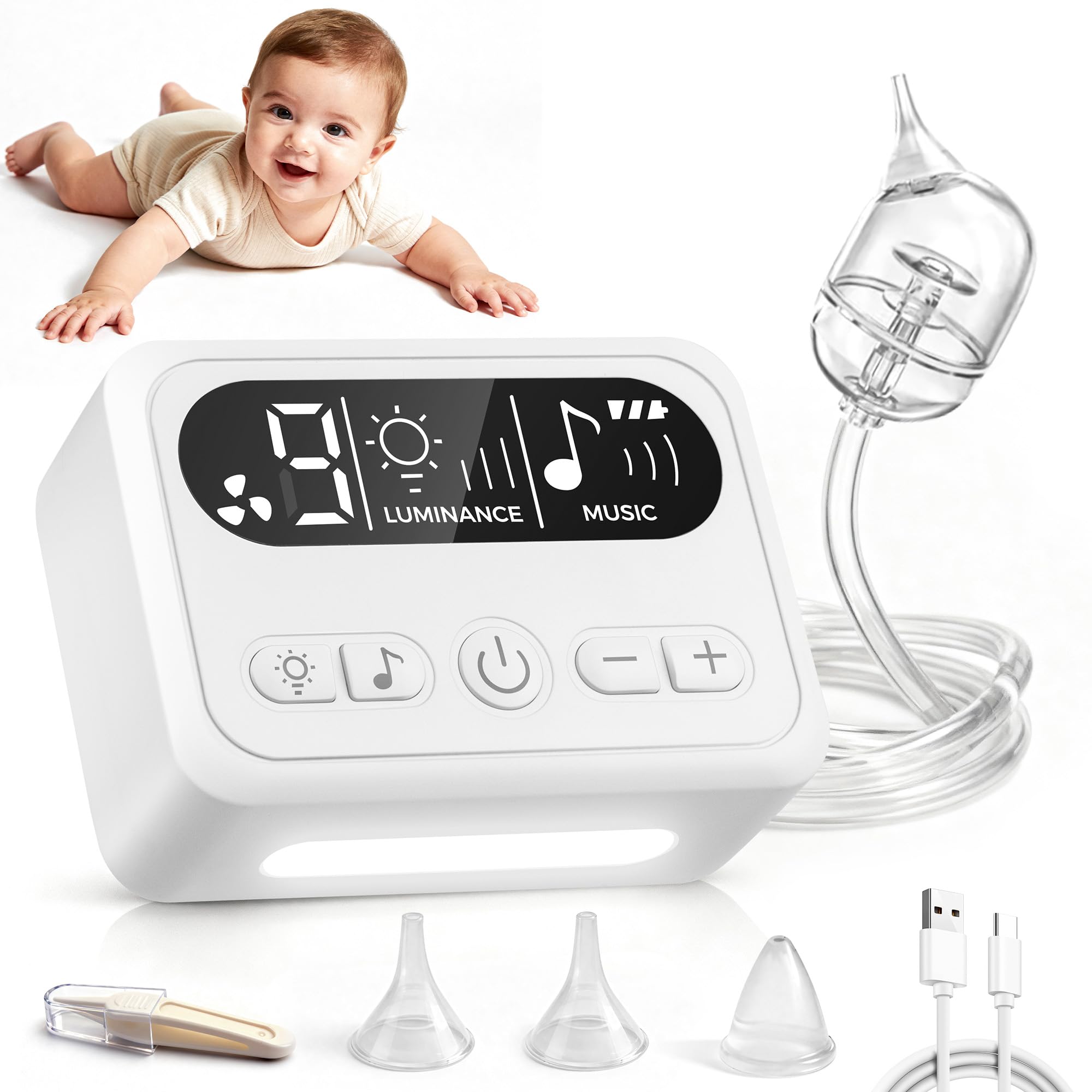Werusto nasal aspirator for baby in compact design enables portable relief.