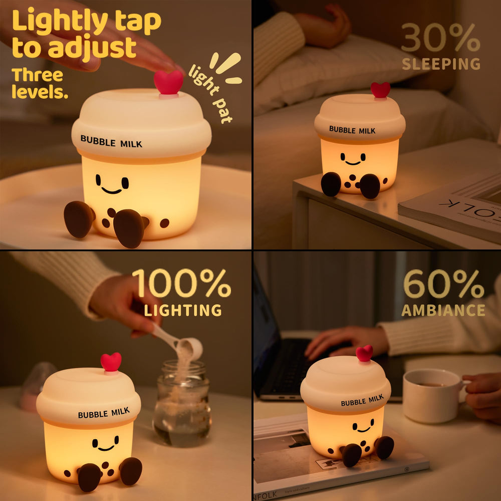 WesData bubble milk cup night light adds cute bedroom decor