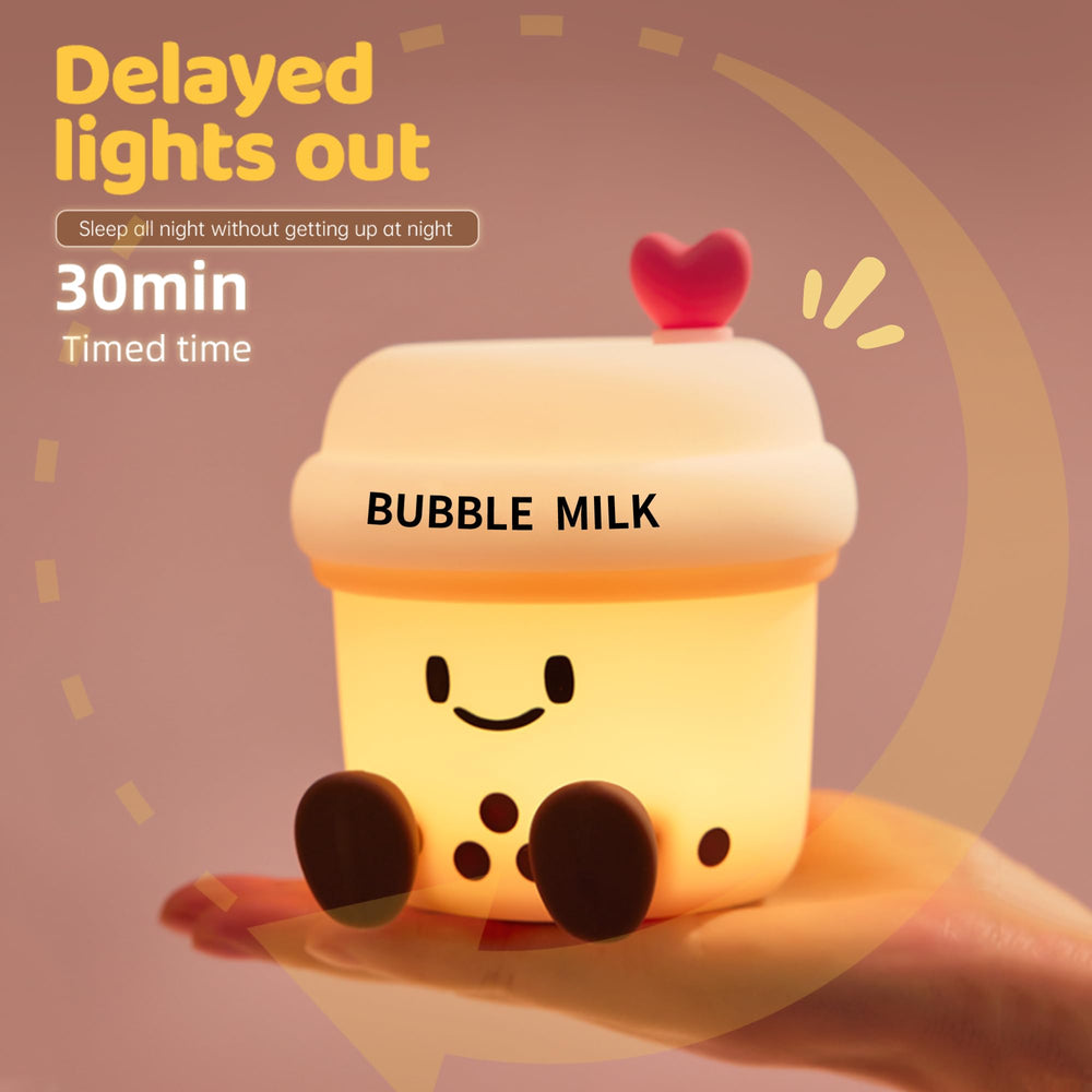 WesData bubble milk cup night light with timer for simple evening setup