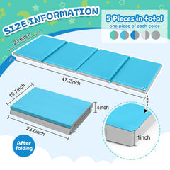 Wesiti nap mats four-section blue-side design shown for classroom use.