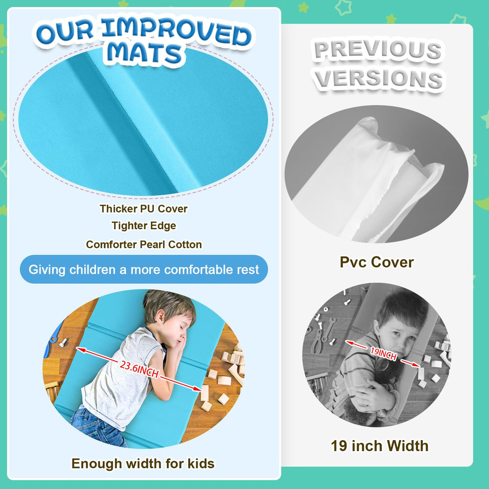 Wesiti nap mats two-color side design helps distinguish sleeping side.