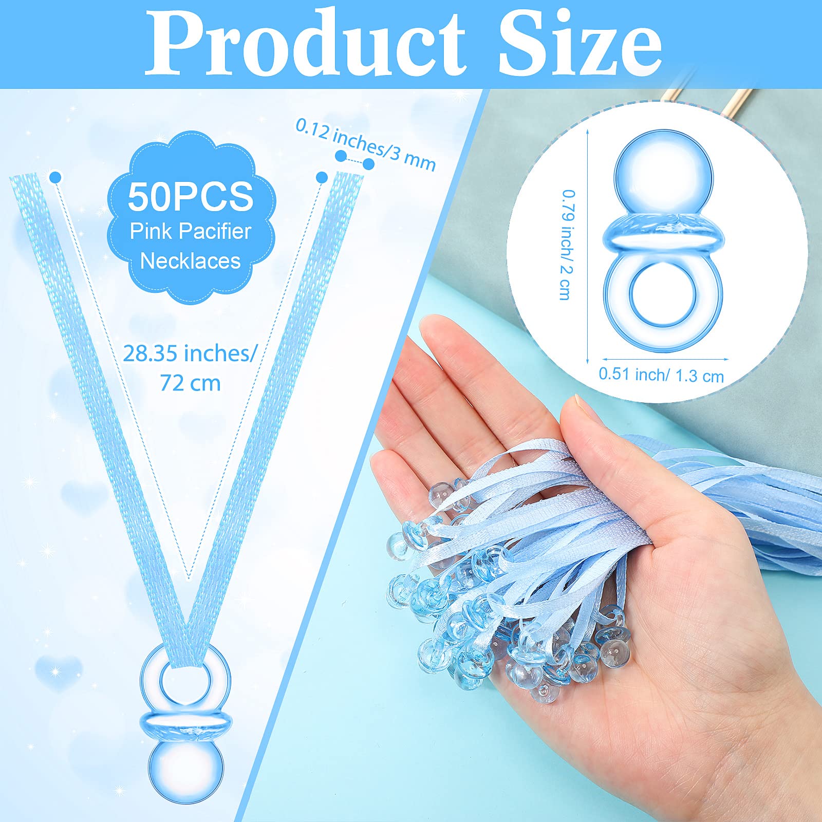 Wesiti pack of 50 pacifier necklaces for gifting.