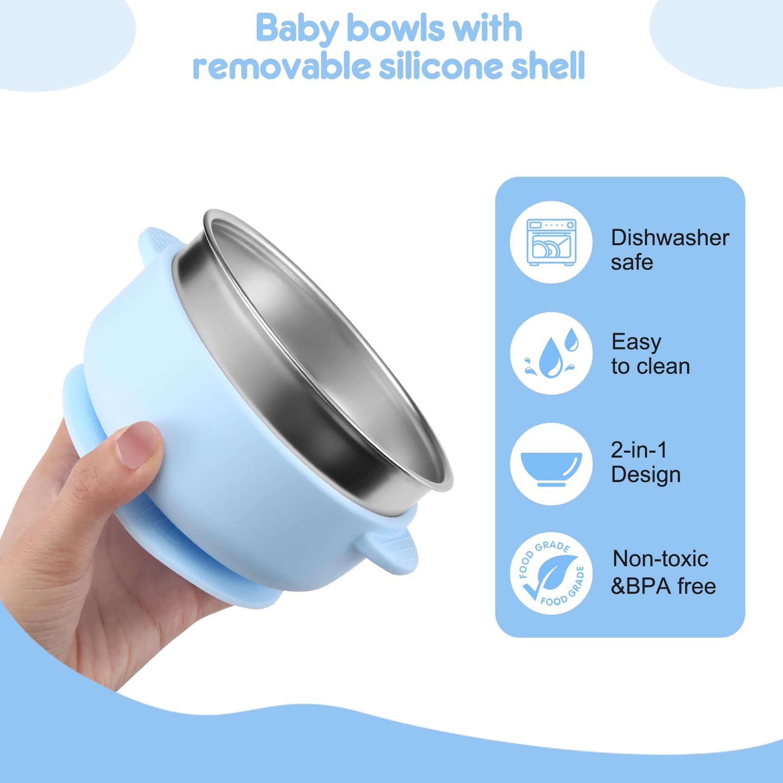 Silicone shell is microwave-safe for warming foods.