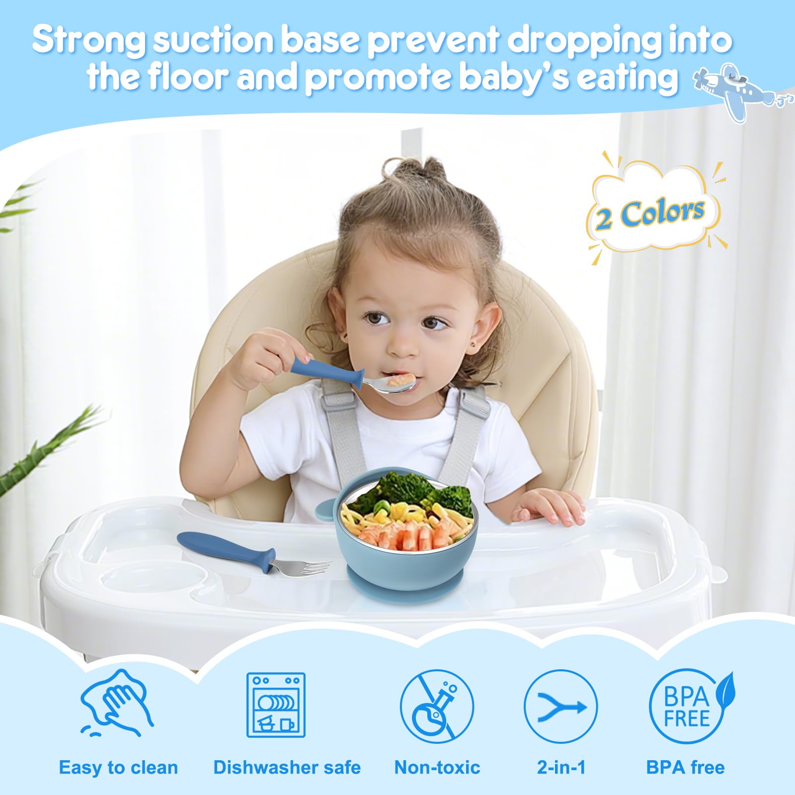 Wesketch bowls with dual-handles for easy lifting during meals.