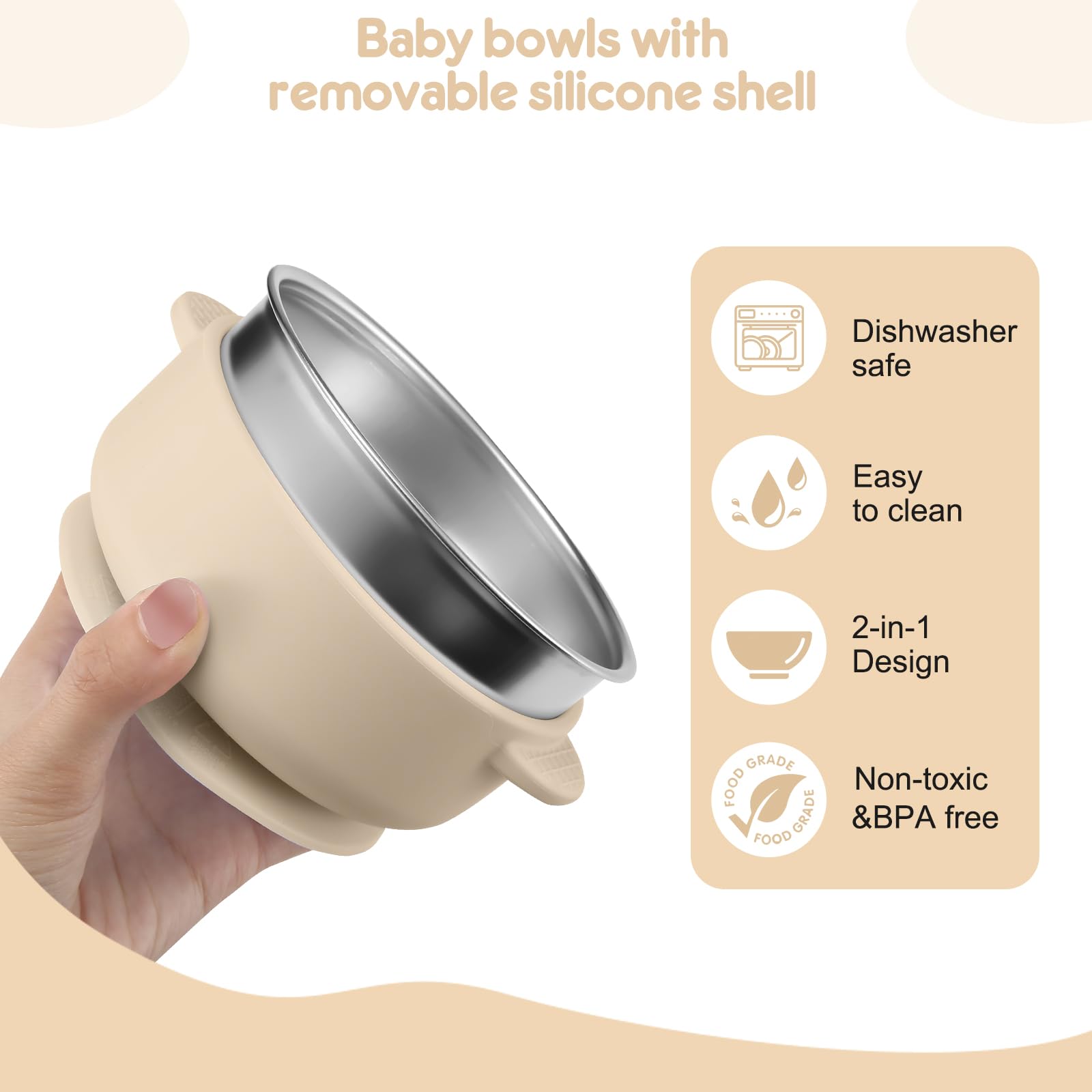 Wesketch double ear design helps parents lift bowls easily during feeding