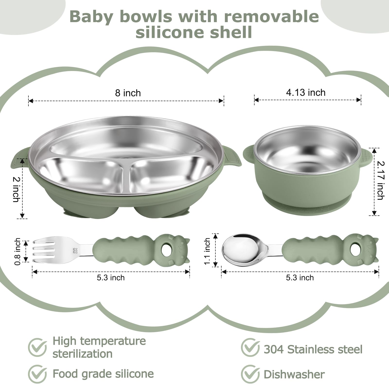 Close-up of Wesketch 2-in-1 plate and bowl showing durable stainless steel core.