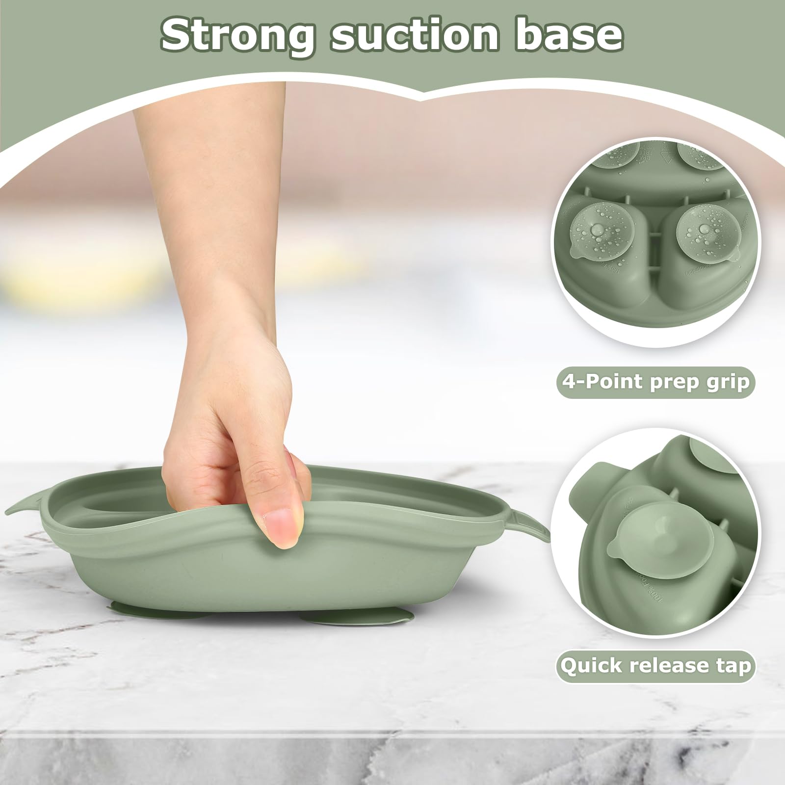 Wesketch suction grip securing the plate to a flat surface for mess reduction.