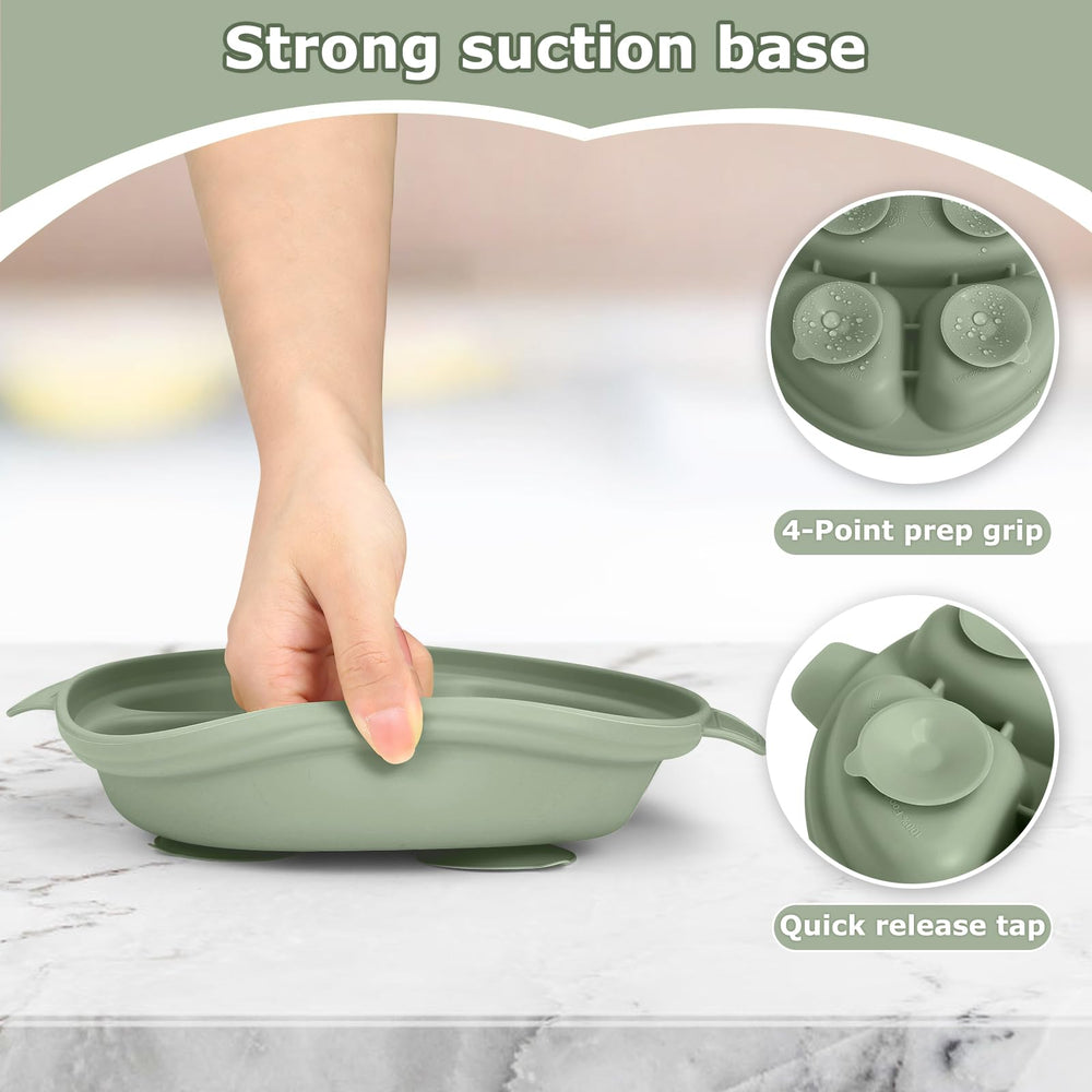 Wesketch suction grip securing the plate to a flat surface for mess reduction.