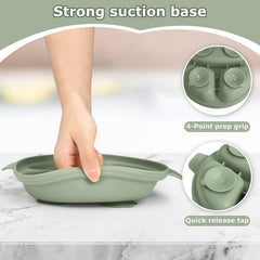 Wesketch suction grip securing the plate to a flat surface for mess reduction.