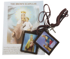 Westman Works brown scapular with Our Lady of Mt Carmel, ideal for daily devotion.