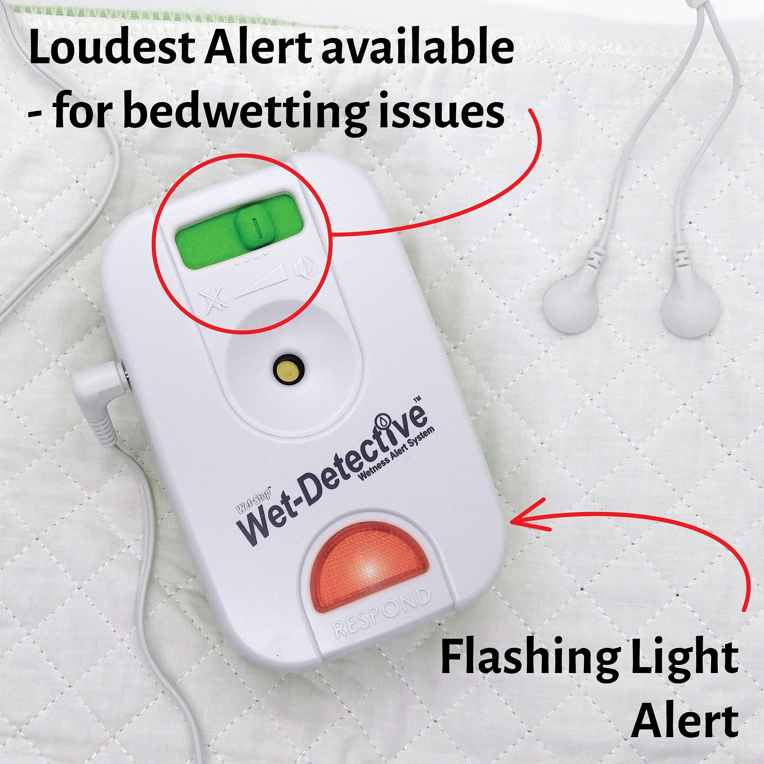 Wet Detective removable cable enables flexible, clothing-free setup.