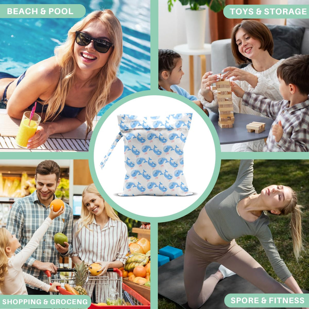 WETDNGQI wet bag tropical palm design enhances beach bag style.