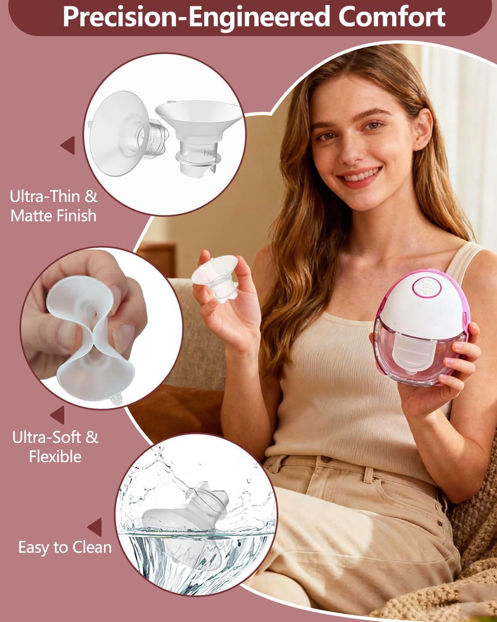 Wevedk BPA-free silicone flange inserts are safe, easy to clean.