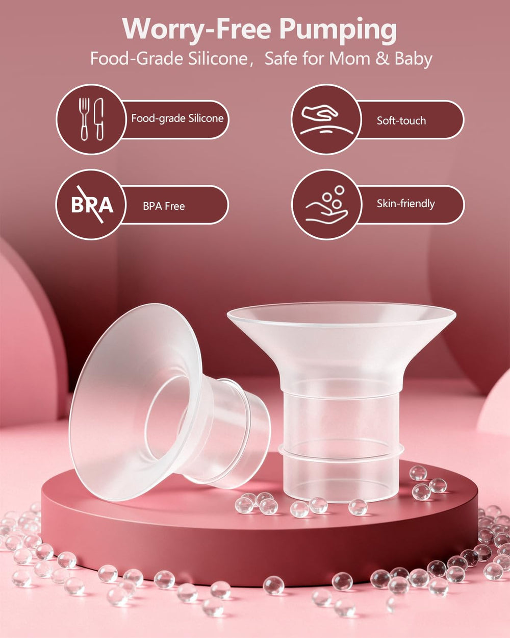 Wevedk dishwasher-safe flange insert for easy cleaning after pumping.