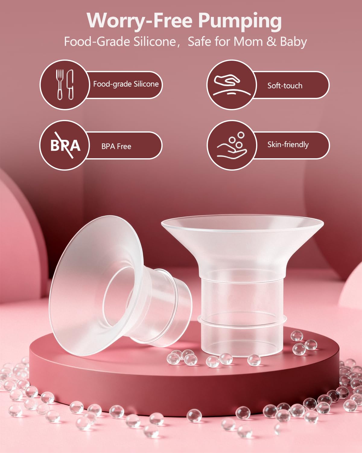 Wevedk 19mm soft silicone flange insert emphasizes easy cleaning and safe pumping
