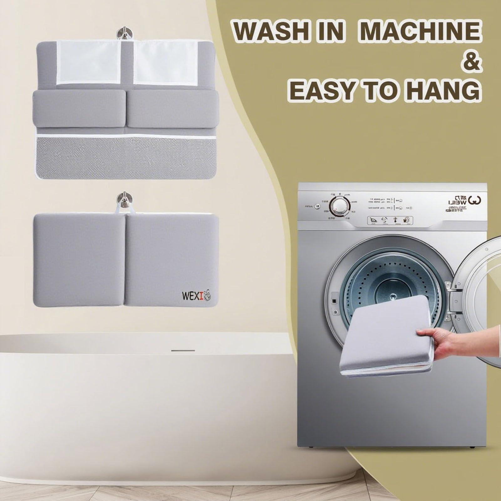 WEXIO machine-washable kneeler for quick cleaning after baths