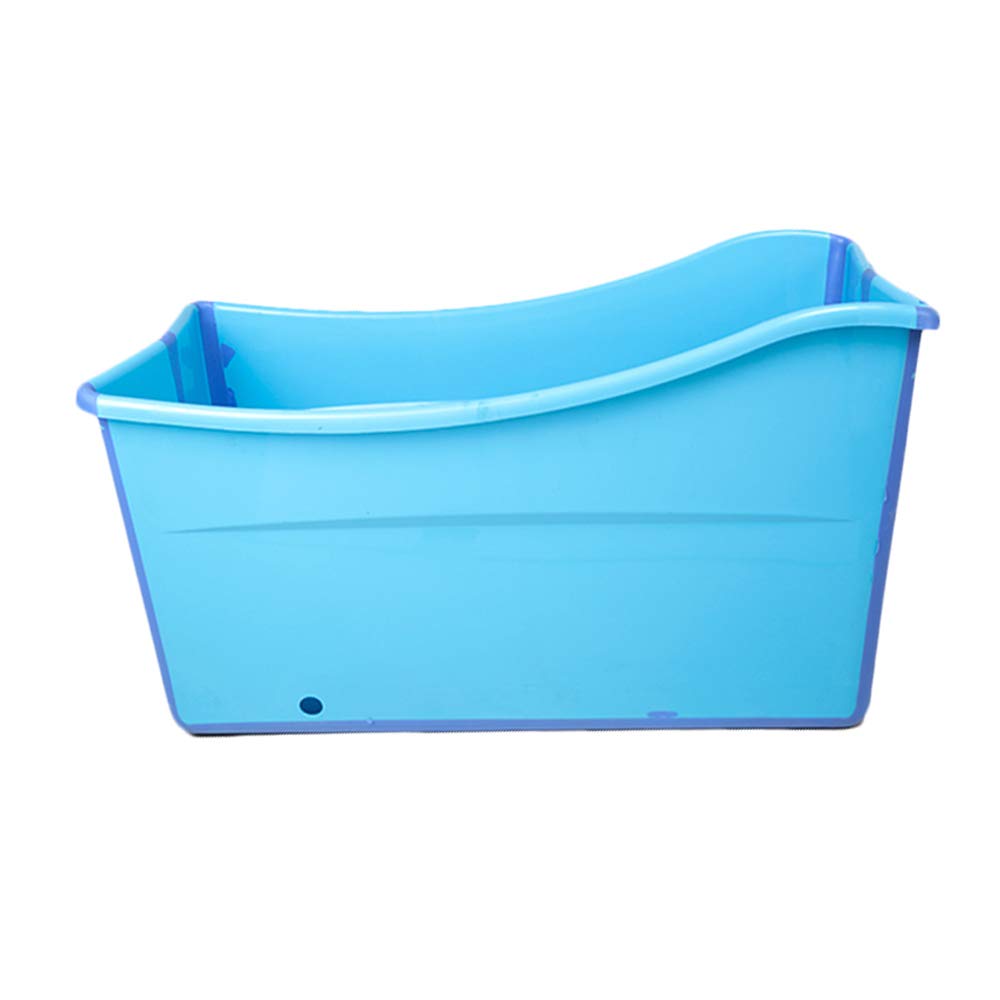 W WEYLAN TEC large foldable bath tub shows chest-deep water for toddler baths.