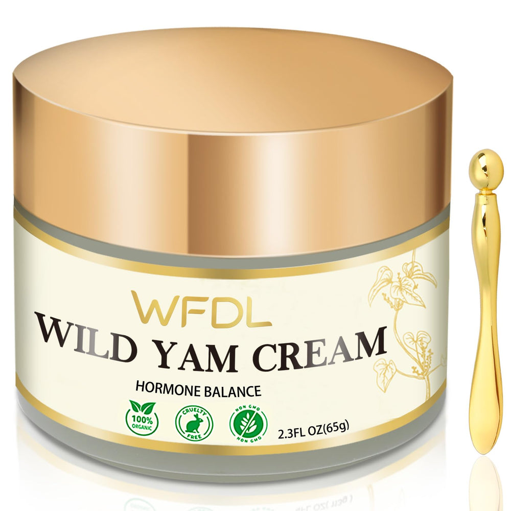 WFDL Organic Wild Yam Cream bottle delivering rich hydration for daily skincare.