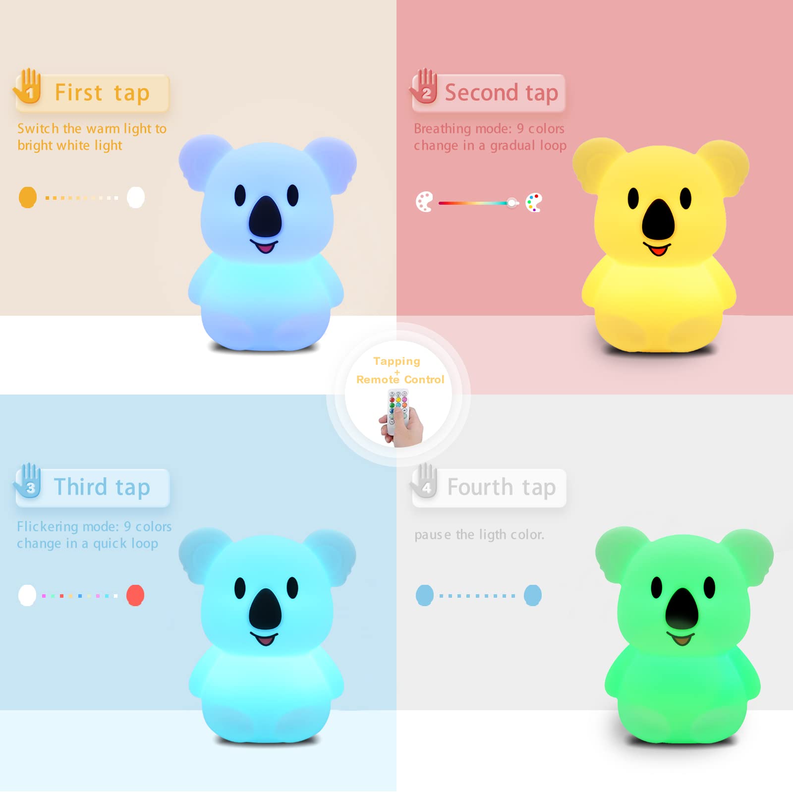 WHA&DARREN Koala Night Light supports bedtime routines with a gentle glow.