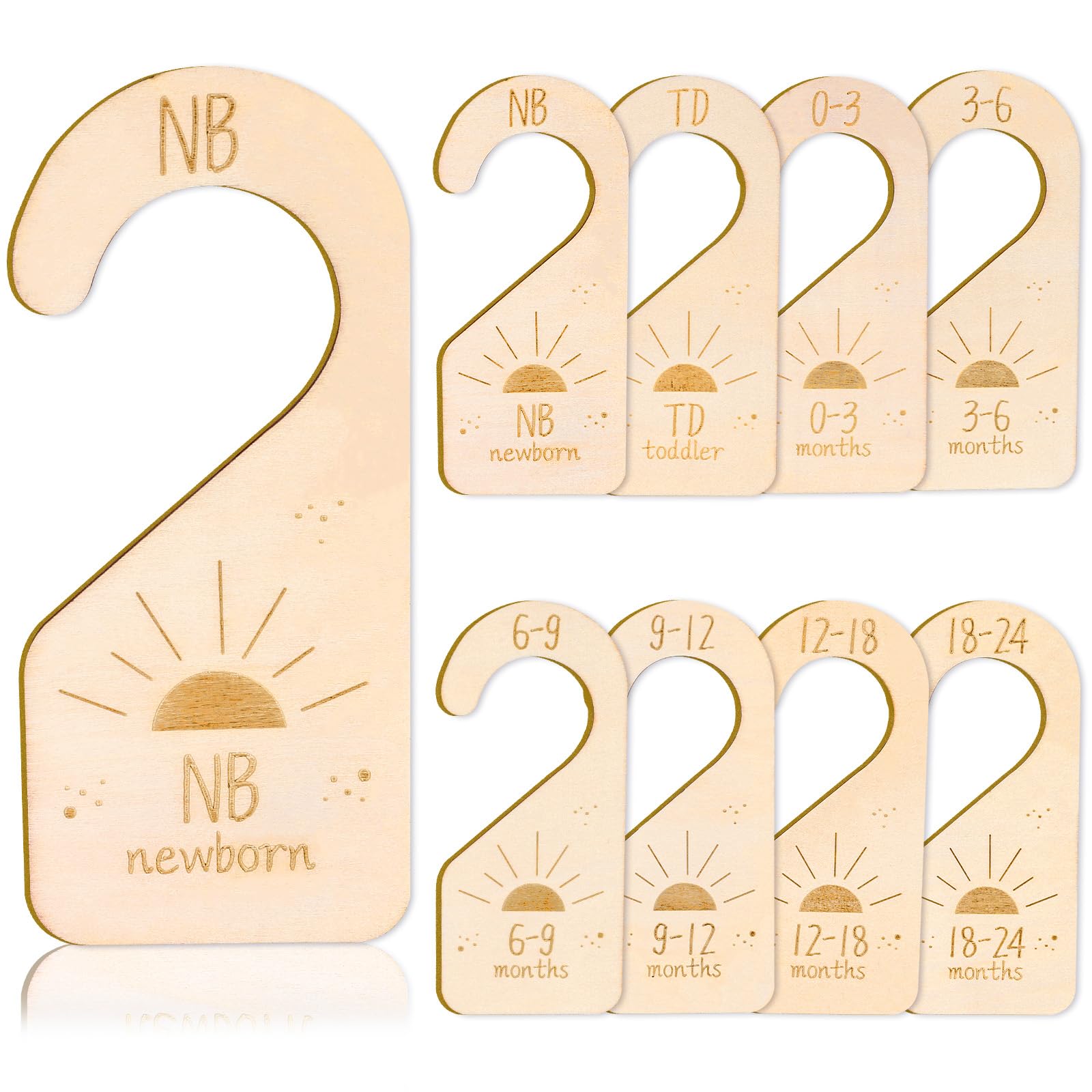 Whaline boho sun wooden baby closet divider for organized newborn outfits