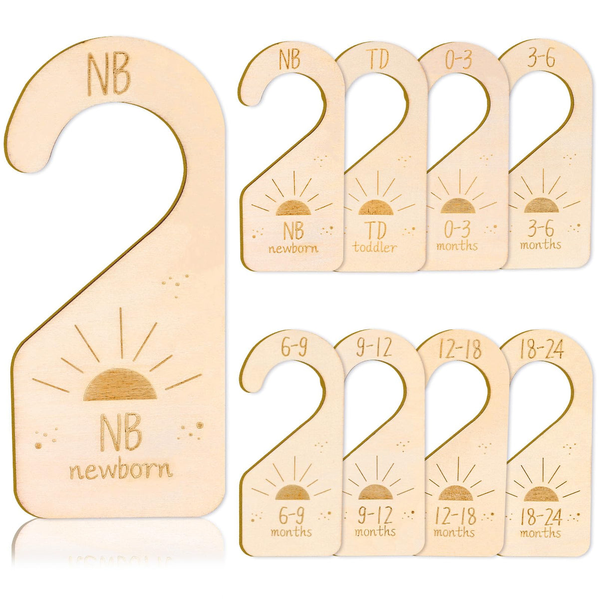 Whaline boho sun wooden baby closet divider for organized newborn outfits