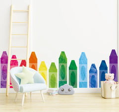 Whaline crayons wall decals with watercolor patterns brighten playrooms and promote imaginative spaces