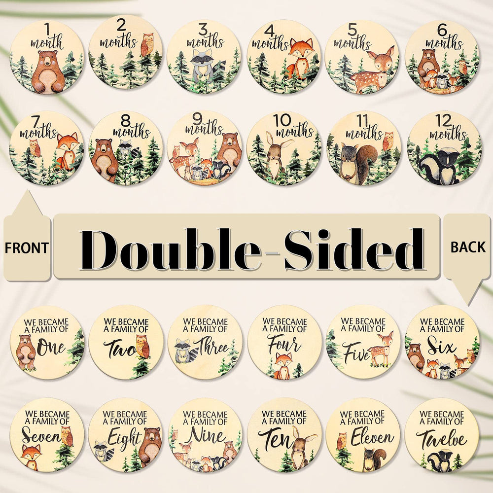 Whaline double-sided wooden milestone discs for versatile growth notes in photos.