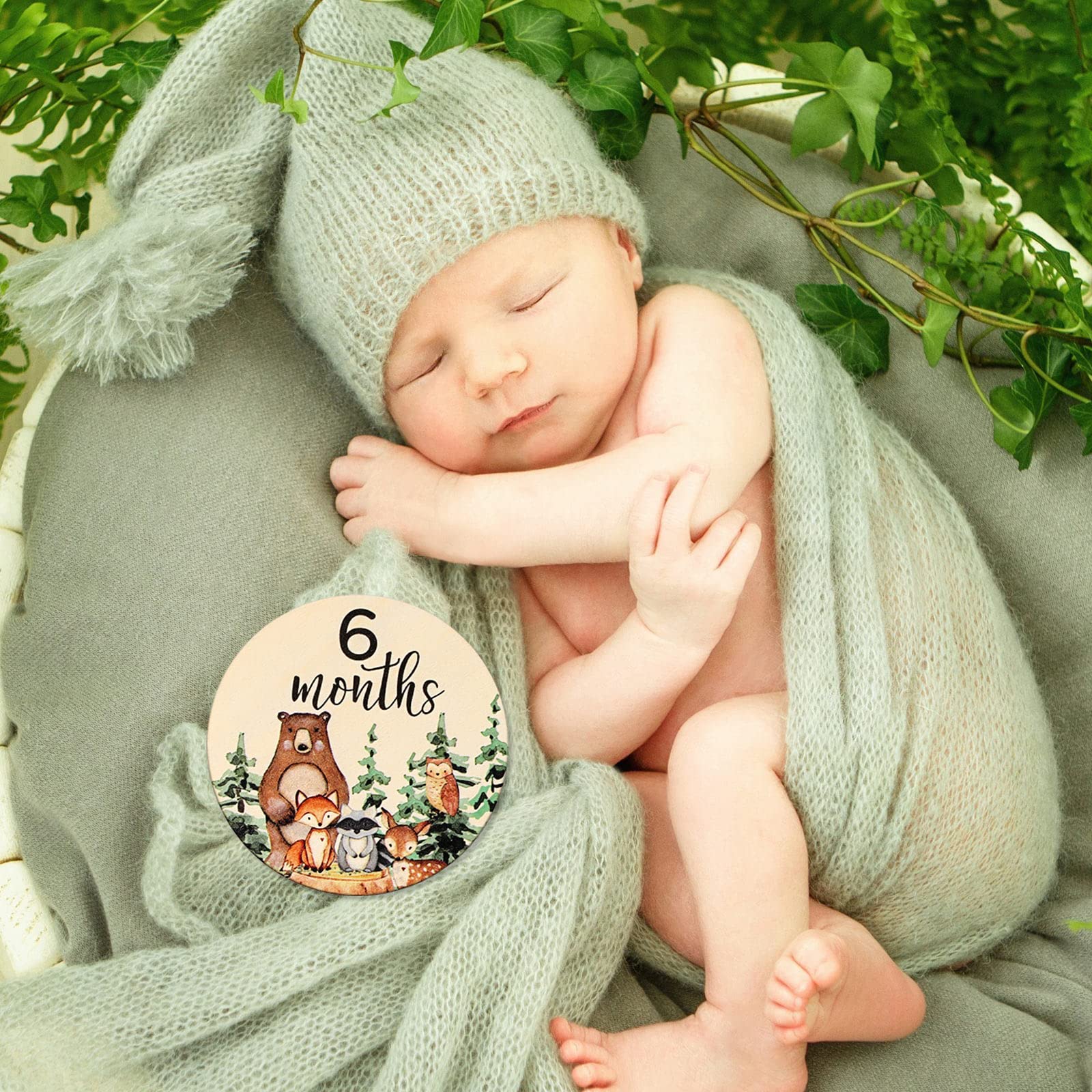Whaline natural wood baby prop ideal for photo sessions.