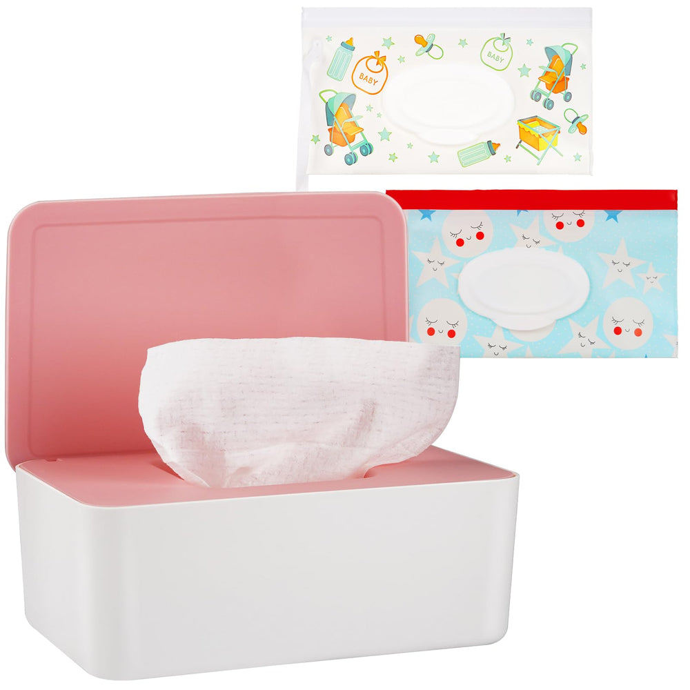Whiidoom diaper wipes dispenser with pink lid for easy access