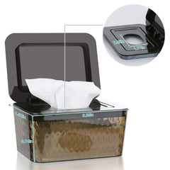 Whiidoom wipes dispenser lid open shows easy one-handed access for caregivers