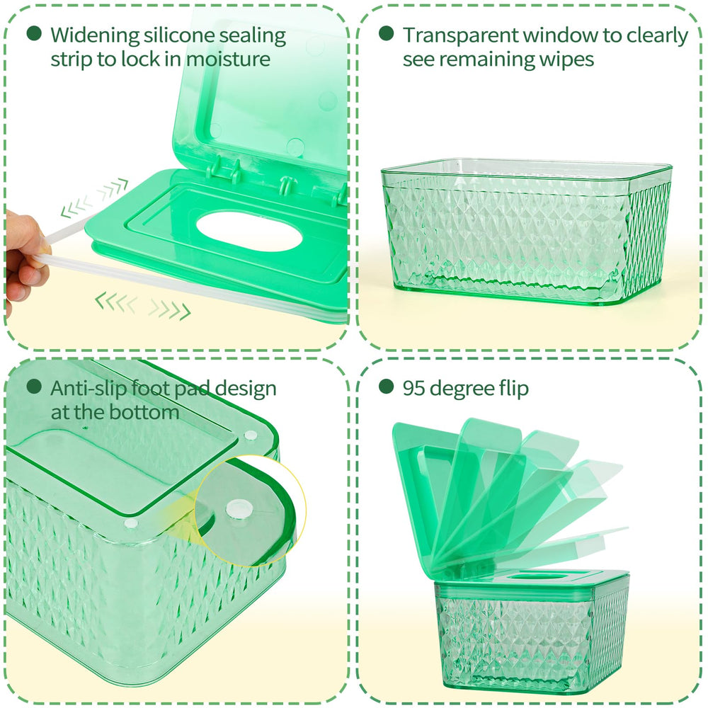 Whiidoom lid seal design keeps wipes moist and fresh between uses.
