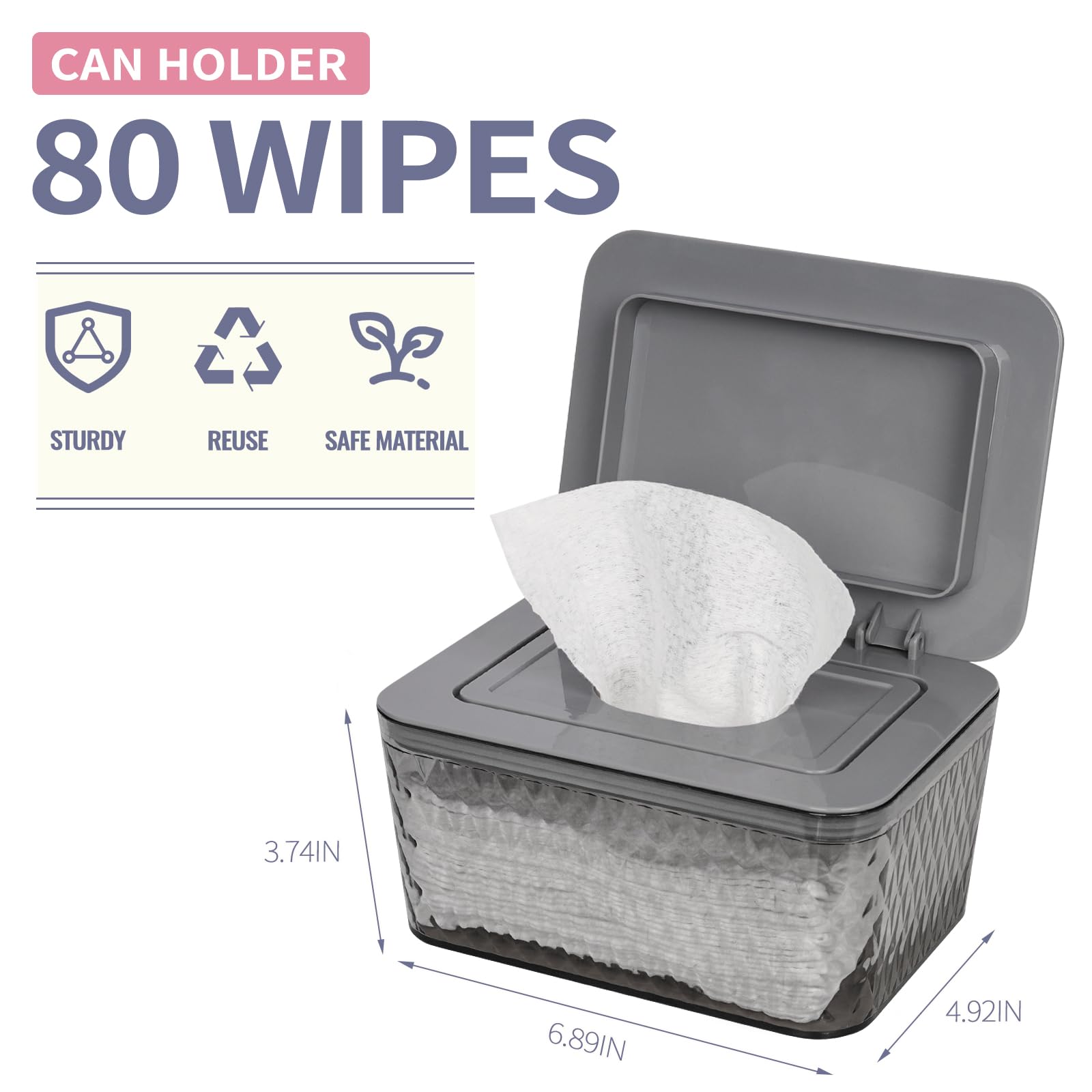 Whiidoom wipes dispenser enables one-handed operation while holding a baby.