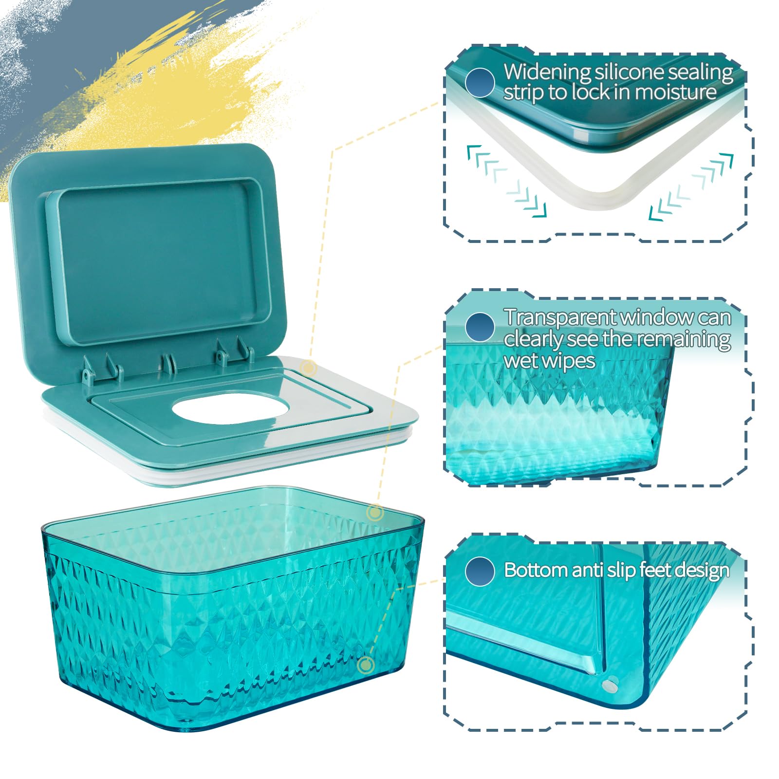 Whiidoom seal-designed lid preserves moisture and cleanliness between uses.
