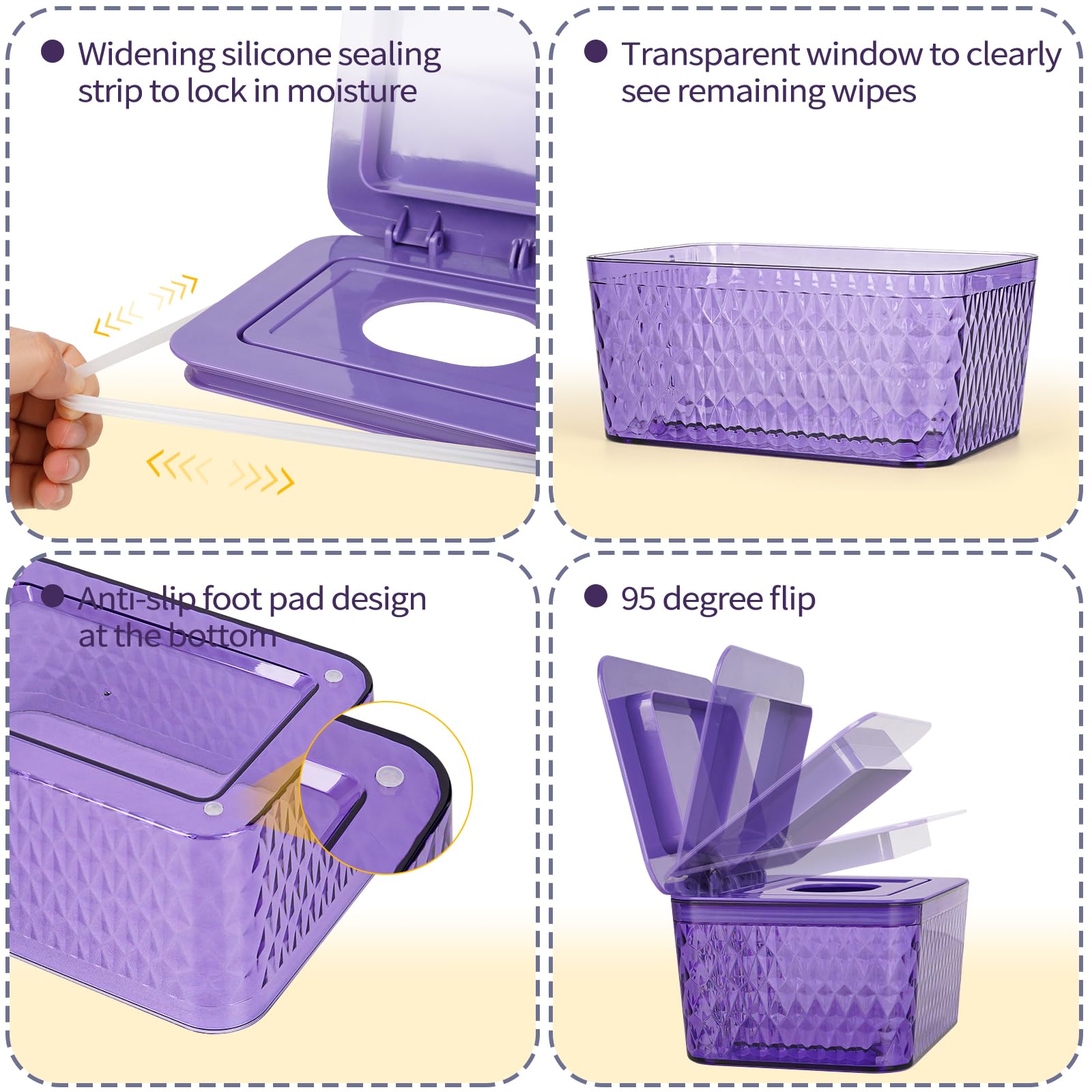 Whiidoom seal-designed lid keeps wipes moist for longer freshness.