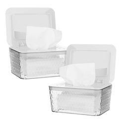 Whiidoom wipes dispenser with transparent body for easy monitoring and quick refills.