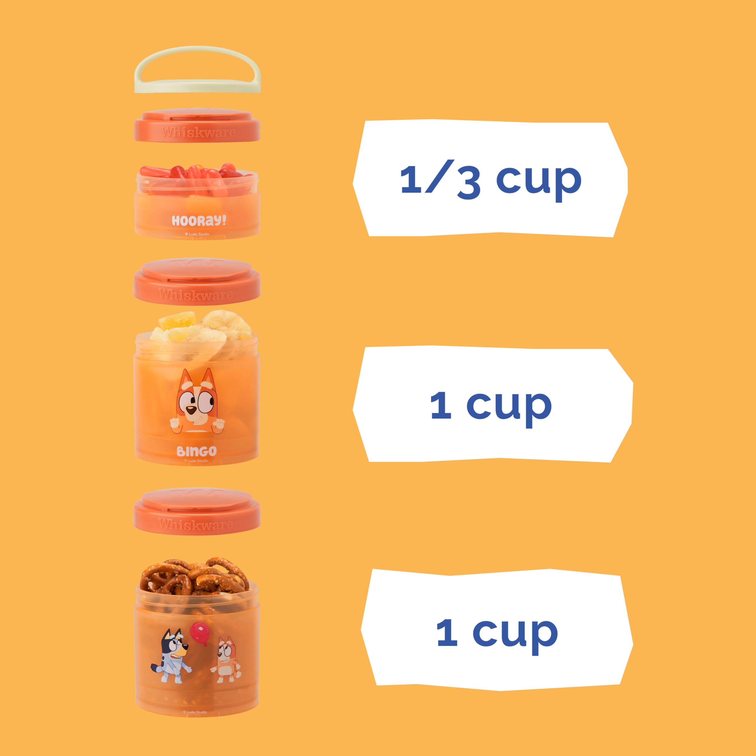 Interlocking Twist-n-Lock system keeps jars organized during travel.