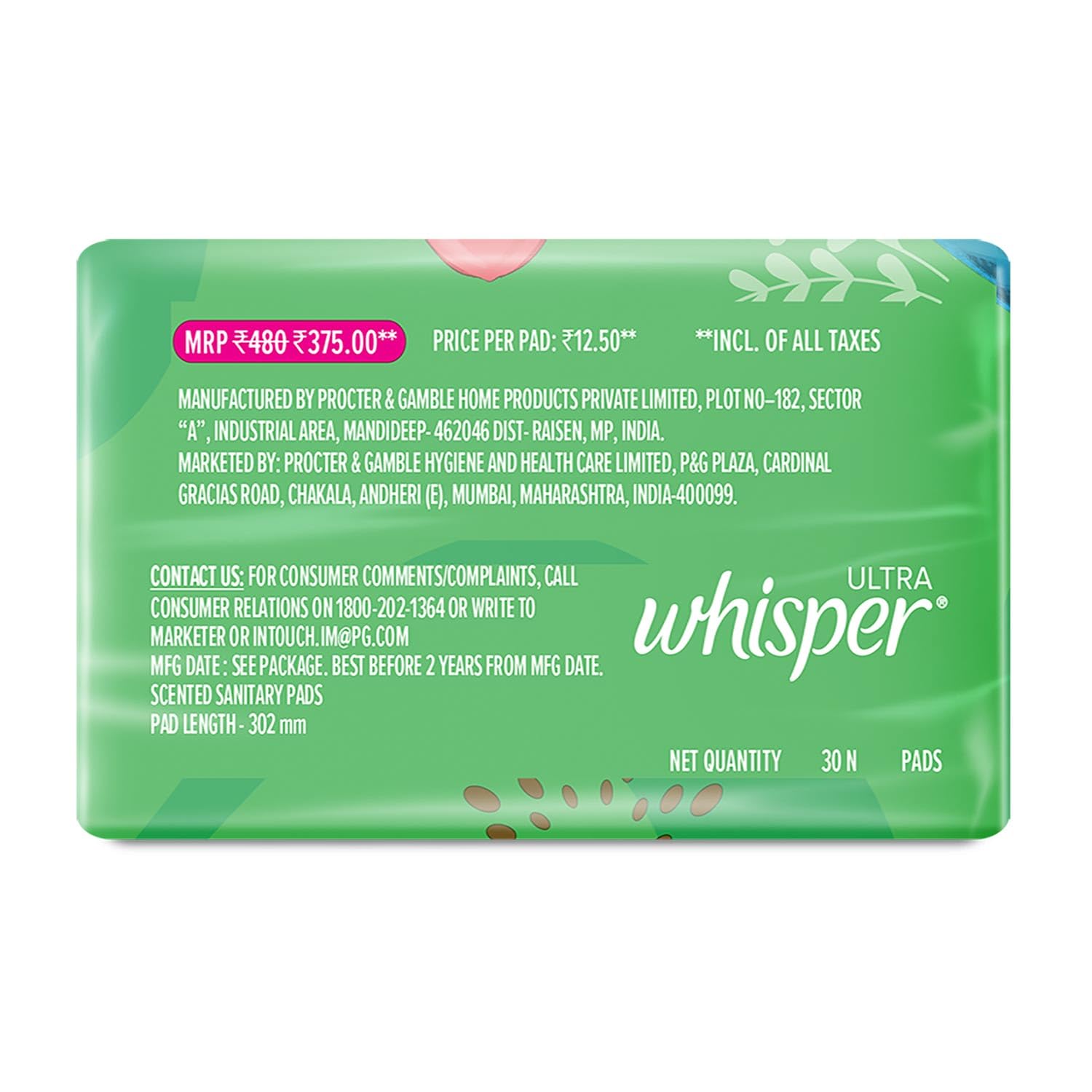 WHISPER Ultra Clean Wings XL individual wrap for hygienic use.