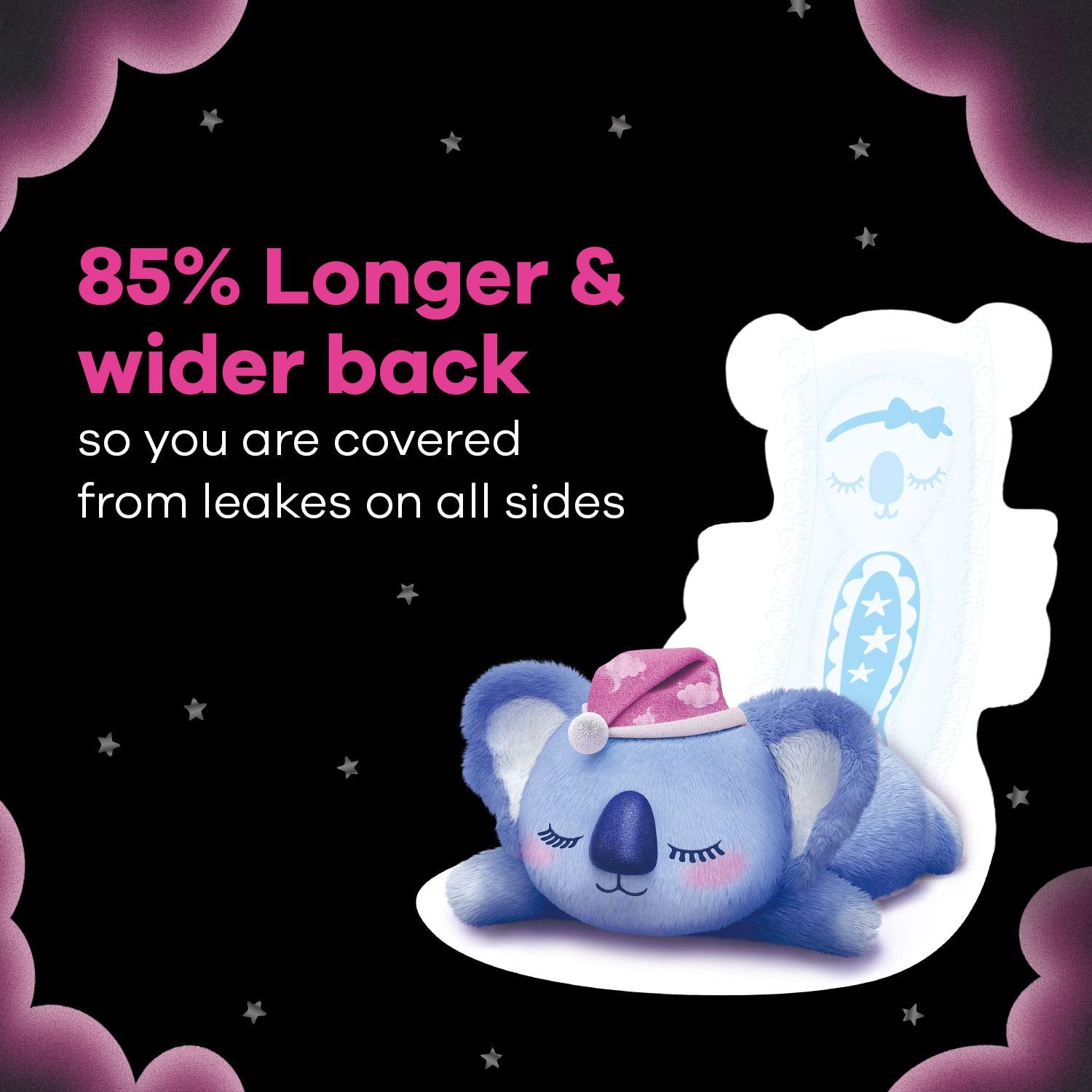 Whisper Ultra Night pad adhesive wings help keep it in place