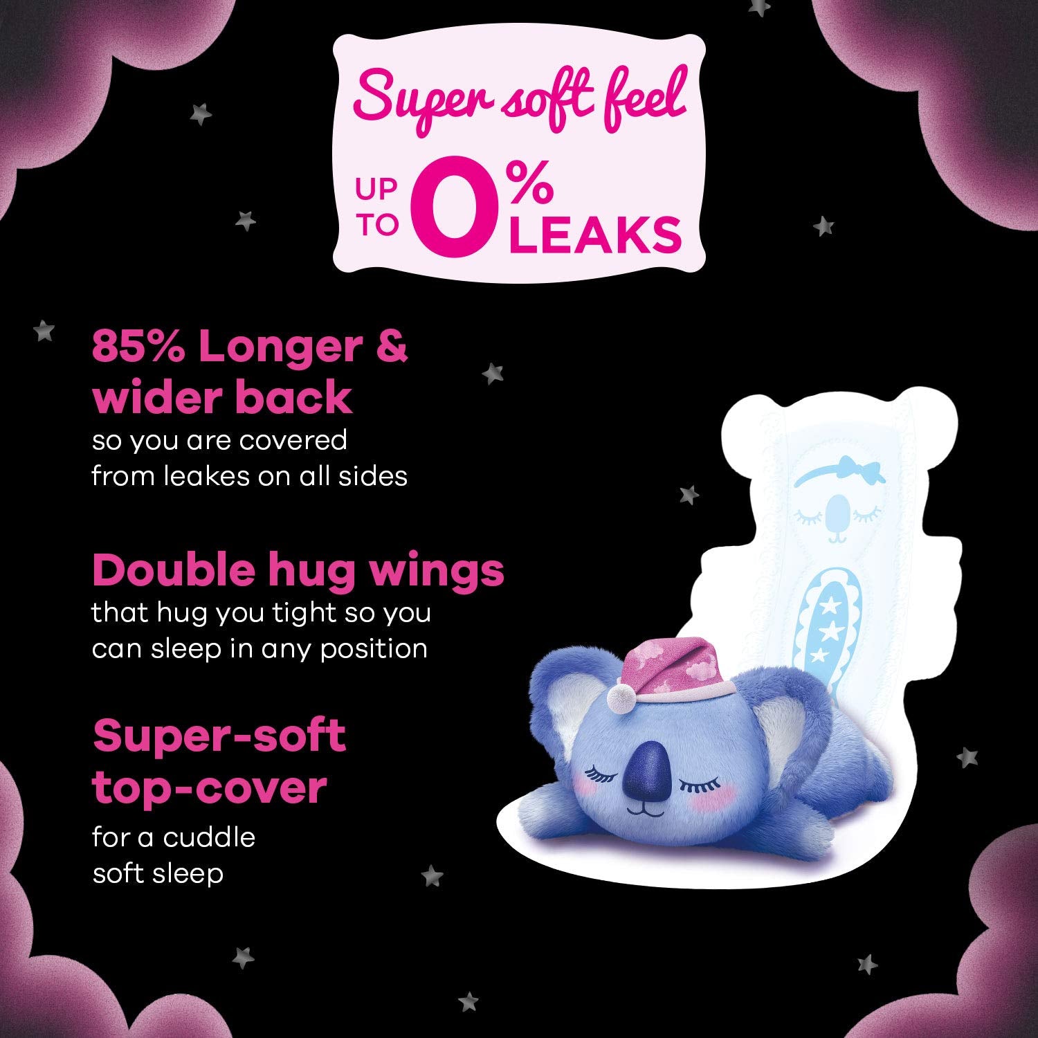 Whisper Ultra Night pad XXXL+ size offers extended overnight protection