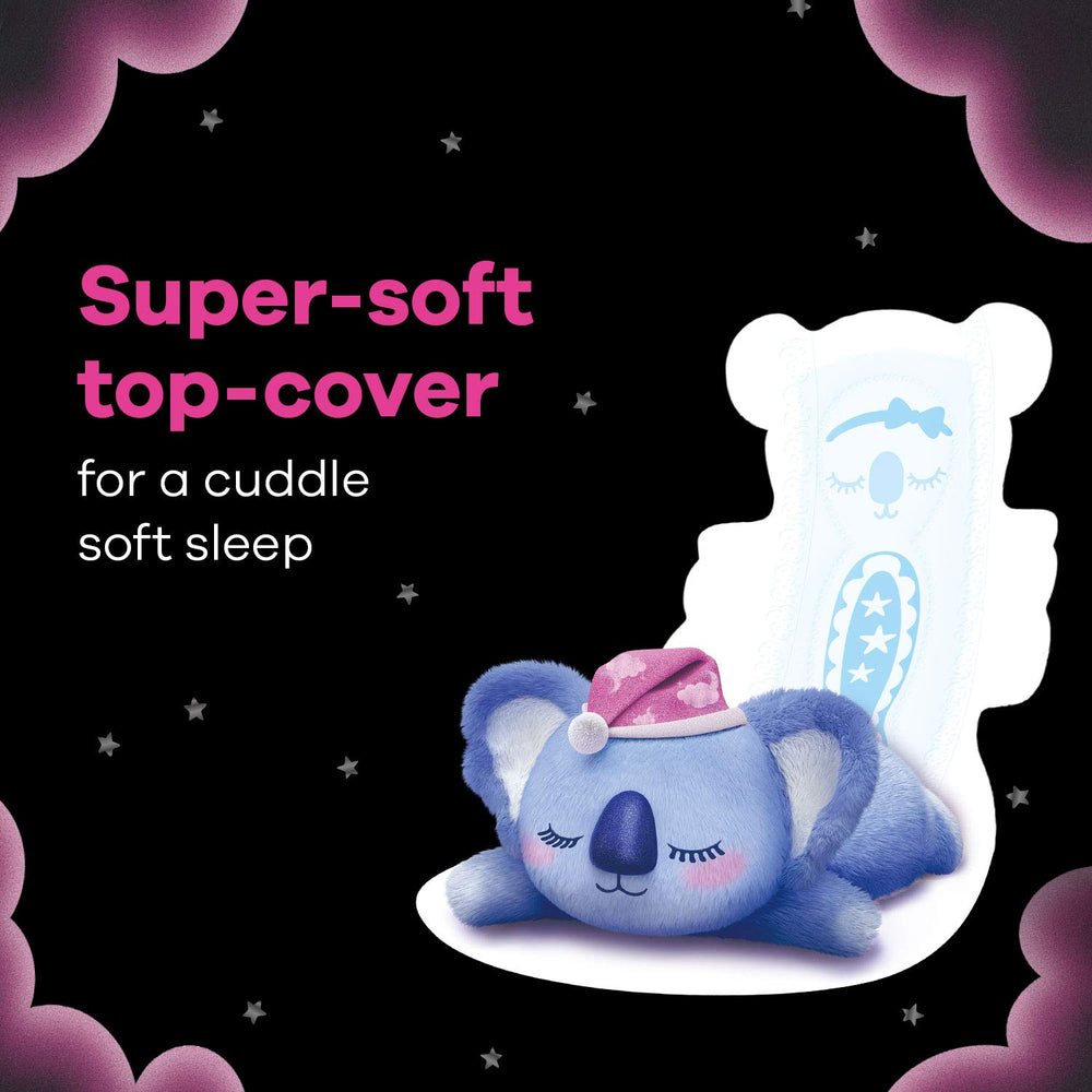 Whisper Ultra Night pad soft top layer feels gentle against skin
