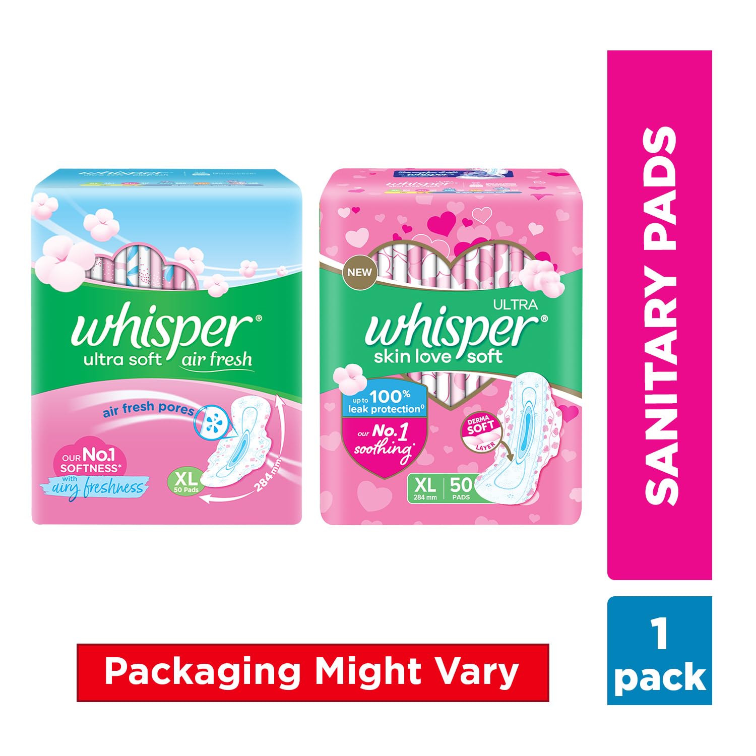 Whisper Ultra Soft XL pad uses DRI weave for quick moisture draw