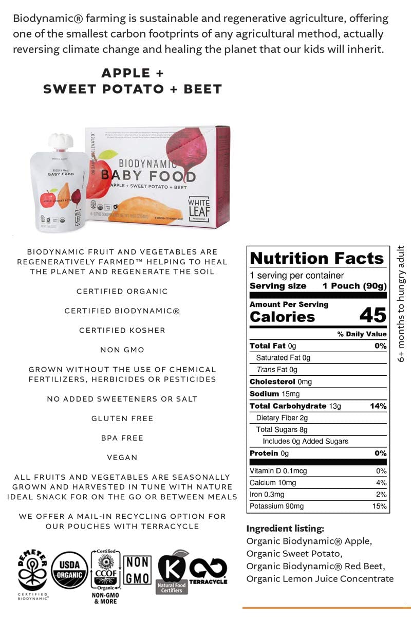White Leaf Provisions BPA-free pouch designed for safe, convenient feeding