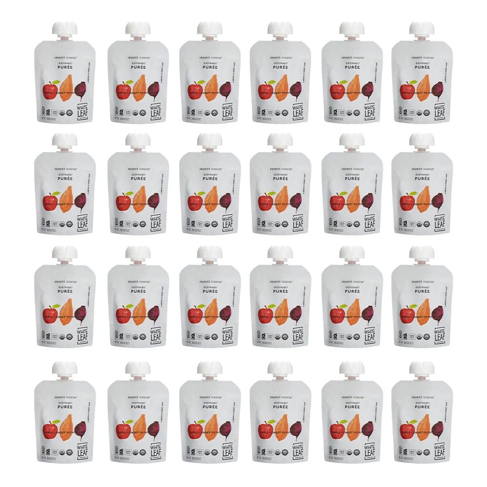 White Leaf Provisions mango-carrot-banana-pear pouch for unsweetened, natural flavor in every squeeze