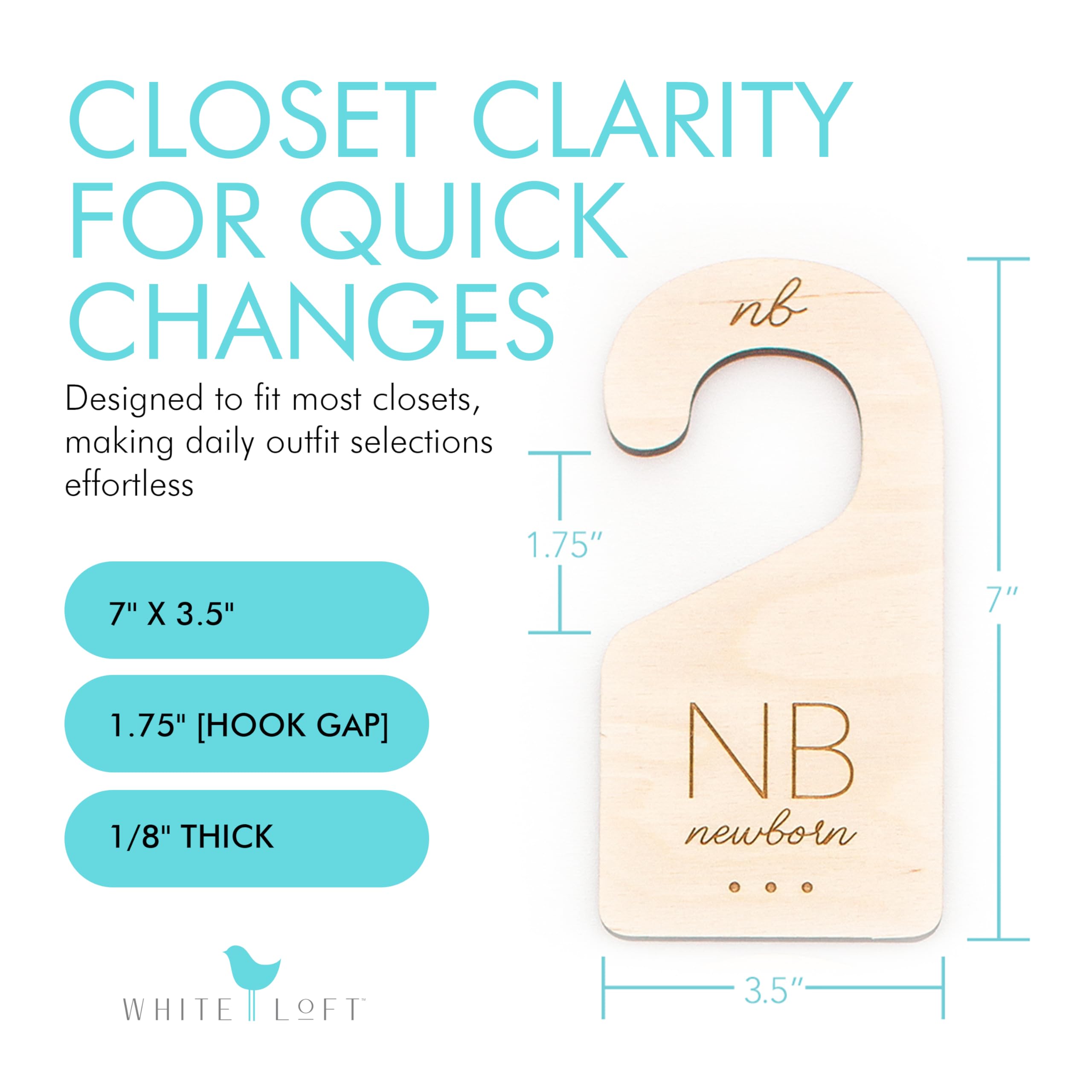 White Loft 3-6 months divider with clear, durable lettering